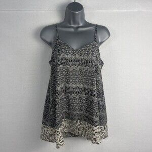 Collective Concepts Women Size M Relaxed Tank Top Boho Adjustable Strap Print